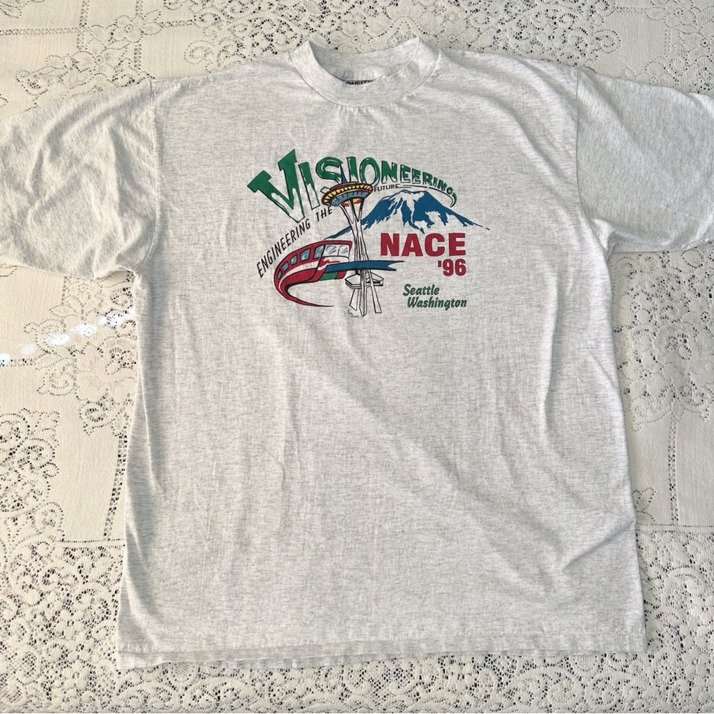 Vintage Men’s XL Seattle Visioneering NACE Single Stitch Gray Tee T-shirt 90s